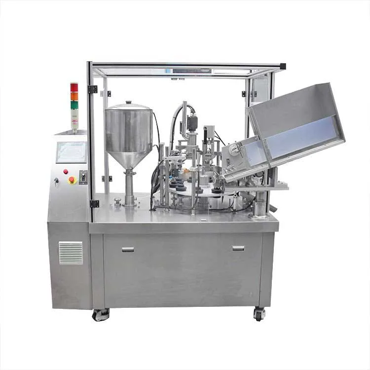 Cosmetic tube filling and jar capping machines